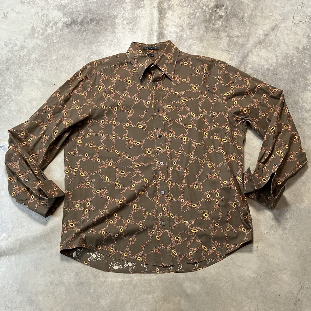 Theory‎ Shirt Mens Size XL Brown Andrew Floral Button Down Long Sleeve
